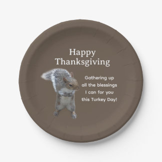 Cute Eekhoorn Foto Fijne Dankdag Papieren Bordje