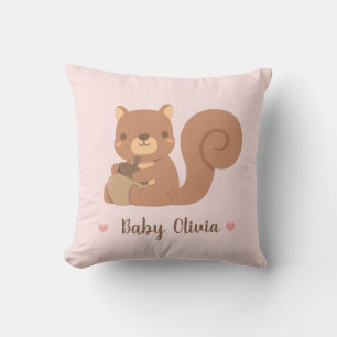 Cute eekhoorn met eikel baby meisje kinderkamer de kussen