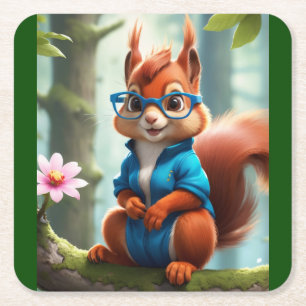 Cute Eekhoorn op de tak van boom Kartonnen Onderzetters