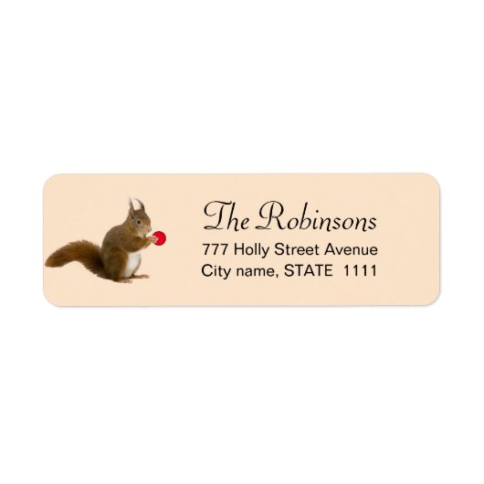 Cute eekhoorn op lichtbeige label (Voorkant)