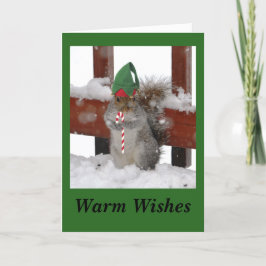 Cute Eekhoorn Vouw Kerstkaart op Groen Feestdagen Kaart