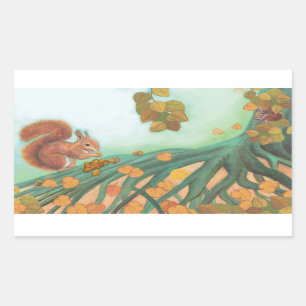 Cute eekhoorns Voorbeeld van hazelnoten Rechthoekige Sticker