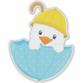 Cute Eend, Baby Eend, Eend Met Paraplu, Regen Sticker (Voorkant)