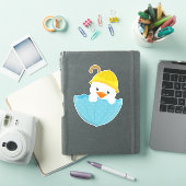 Cute Eend, Baby Eend, Eend Met Paraplu, Regen Sticker (iPad Cover)