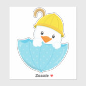 Cute Eend, Baby Eend, Eend Met Paraplu, Regen Sticker (Vel)