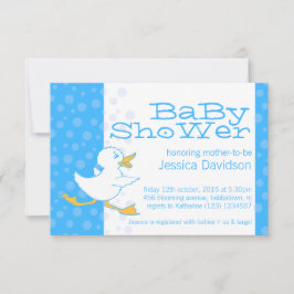 Cute eend baby shower aqua blauwe uitnodiging
