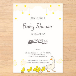 Cute Eend Baby Shower Illustratie Minimale Stijl Acryl Uitnodigingen