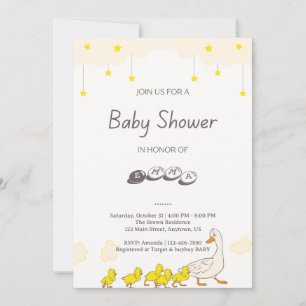 Cute Eend Baby Shower Illustratie Minimale Stijl Kaart