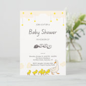 Cute Eend Baby Shower Illustratie Minimale Stijl Kaart (Staand voorkant)