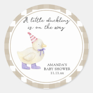 Cute Eend Baby Shower Ronde Sticker