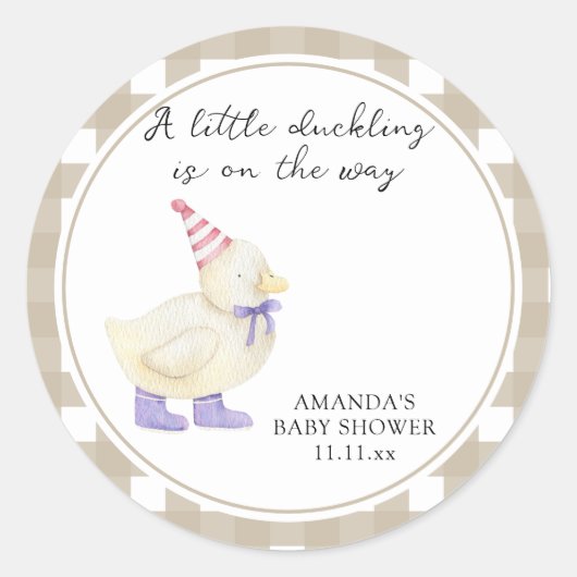 Cute Eend Baby Shower Ronde Sticker (Voorkant)