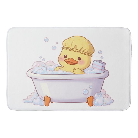 Cute Eend Die Een Bubbelbad Neemt Badmat (Voorkant)