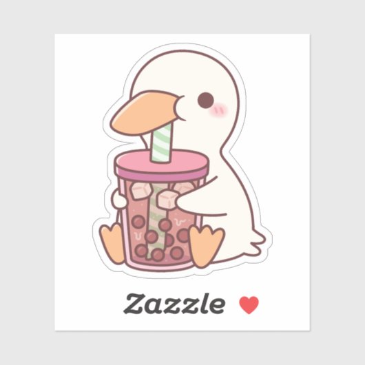 Cute Eend Drinkt Boba Thee Sticker (Vel)