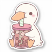 Cute Eend Drinkt Boba Thee Sticker (Voorkant)
