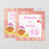 Cute Eend En Liefdeshartens 10e Verjaardag Kaart (Voorkant / Achterkant)