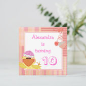 Cute Eend En Liefdeshartens 10e Verjaardag Kaart (Staand voorkant)