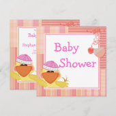 Cute Eend En Love Hearts Baby Shower Kaart (Voorkant / Achterkant)