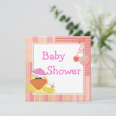 Cute Eend En Love Hearts Baby Shower Kaart (Staand voorkant)