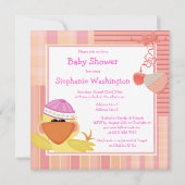 Cute Eend En Love Hearts Baby Shower Kaart (Achterkant)