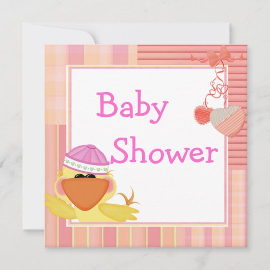 Cute Eend En Love Hearts Baby Shower Kaart (Voorkant)