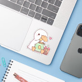 Cute Eend Houdt van Aardappelchips En Boba Thee Sticker (Laptop met iPhone)