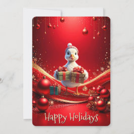Cute Eend Kerst Vakantiekaart Feestdagenkaart