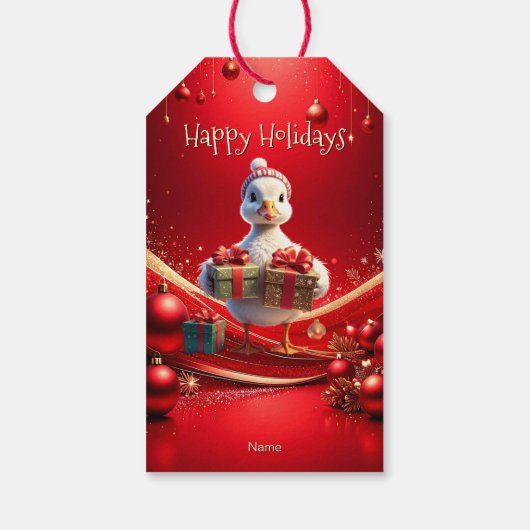 Cute Eend Kerstdag Kerstcadeau Label Cadeaulabel (Achterkant)