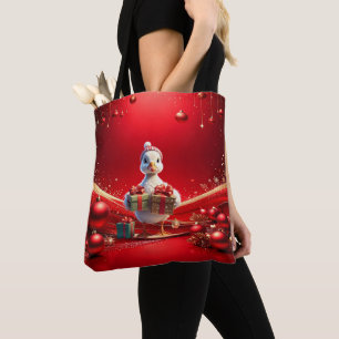 Cute Eend Kerstvakantie Boodschappentas Tote Bag