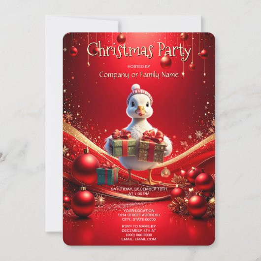 Cute Eend Kerstvakantie Feest Uitnodiging (Voorkant)