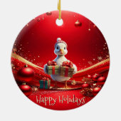 Cute Eend Kerstvakantie Ornament (Achterkant)