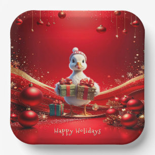 Cute Eend Kerstvakantie Papieren Bord
