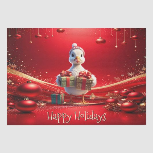 Cute Eend Kerstvakantie Tissuepapier (Voorkant)