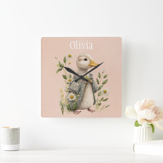 Cute Eend Naam Huisdecoratie  Vierkante Klok (Huis)