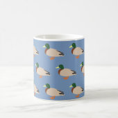 Cute eend patroon op blauw koffiemok (Center)