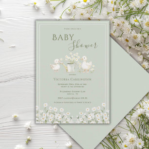 Cute Eenden & Madeliefjes Baby Shower Kaart