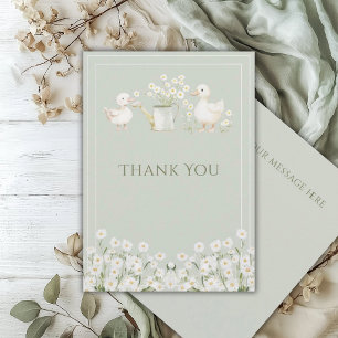 Cute Eenden & Madeliefjes Baby Shower Platte Bedan Bedankkaart