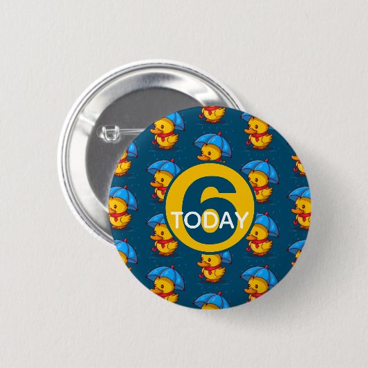 Cute Eenden Onder Paraplu's Kinderverjaardag Leeft Ronde Button 5,7 Cm (Voorkant /achterkant)