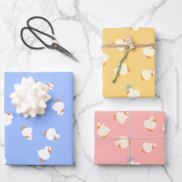 Cute Eenden Set Van 3 Baby Shower Inpakpapier Vel