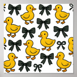Cute Eenden & Strikte Linten Muurposter – Waarde P Poster