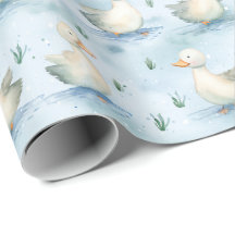Cute Eenden Vijver Baby Jongen Patroon,Waterverf N