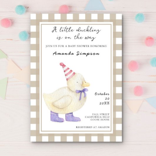 Cute Eendje Baby Shower Kaart