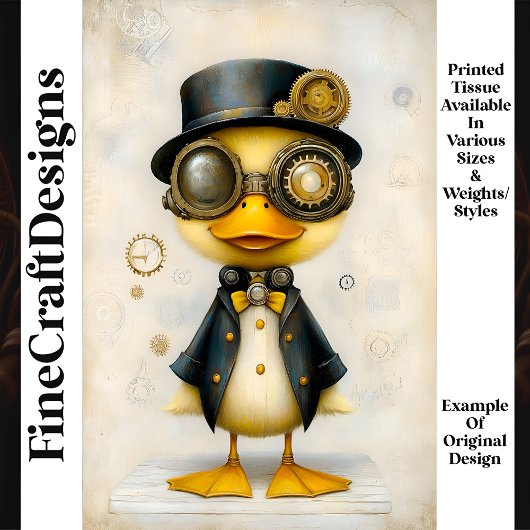 Cute Eendje In Kleren Hoed Stoombril L8 Decoupage Tissuepapier