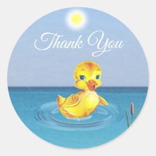 Cute Eendje Zwemt in het Meer Ronde Sticker