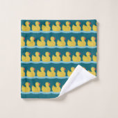 Cute Eendjepatroon op Blauw Bad Handdoek (Wasdoekje)
