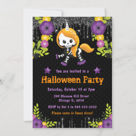 Cute Eenhoorn Bloemige Halloween Feest Kaart