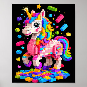 Cute Eenhoorn Bouwstenen Blokken Speelgoed Kindere Poster