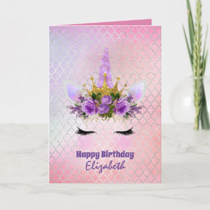 Cute Eenhoorn Fantasie Mooie Meisjesachtig Design Kaart