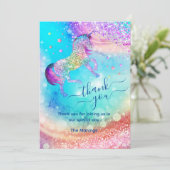 Cute eenhoorn iriserende glitters meisjesachtig da kaart (Staand voorkant)