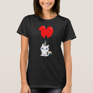 Cute Eenhoorn Kat 10e Verjaardag Kinderen Ballon F T-shirt