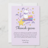 Cute Eenhoorn Kat Kinderen Verjaardagsfeestje Bedankkaart (Voorkant)